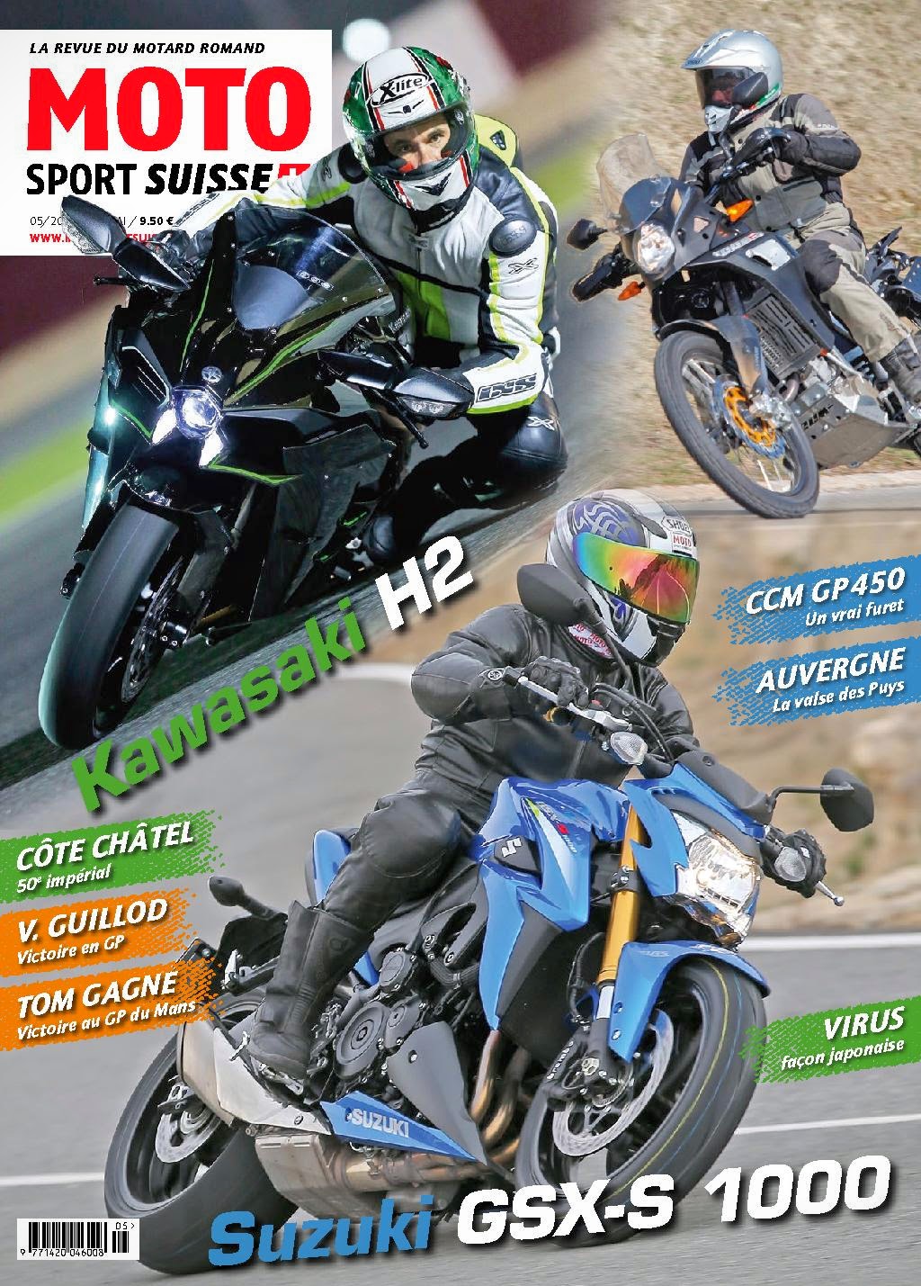 Article au sujet de Greasemonkees avec des motos de JV Performances paru dans l'édition du mois de mai 2015 du magazine Moto Sport Suisse